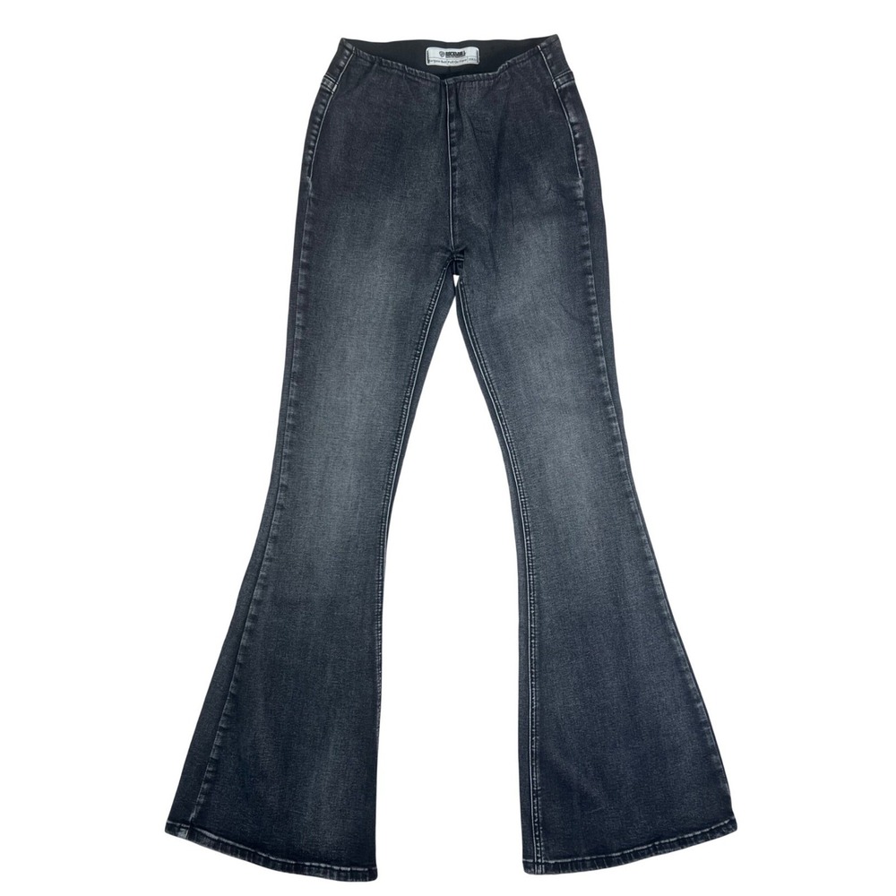 Rock and Roll Denim Bargain Bell Pull On Flare Jeans Washed Black 25x31 W1P6102